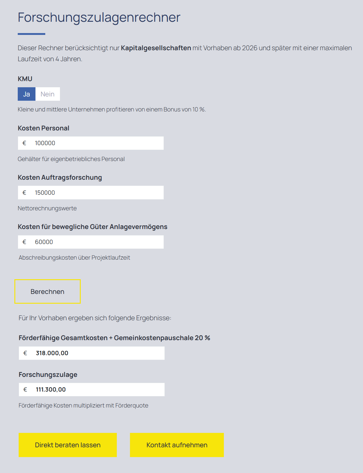 Forschungszulagenrechner