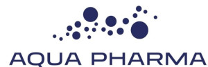 Aqua Pharma company logo with blue circular elements above the brand name.